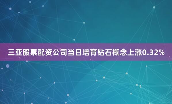 三亚股票配资公司当日培育钻石概念上涨0.32%